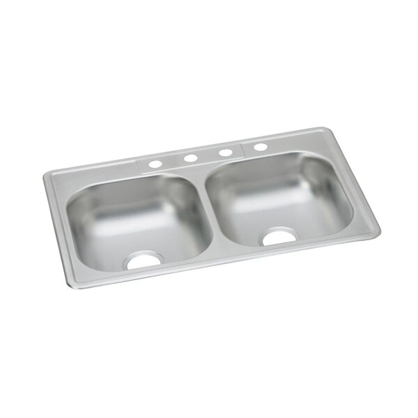 Dayton Stainless Steel 33 X 21-1/4 X 6-1/16 Equal Double Bowl Top Mount Sink